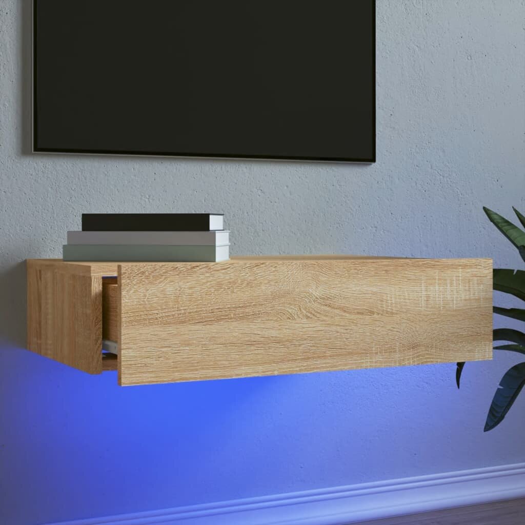 vidaXL ТВ шкаф с LED осветление дъб сонома 60x35x155 см