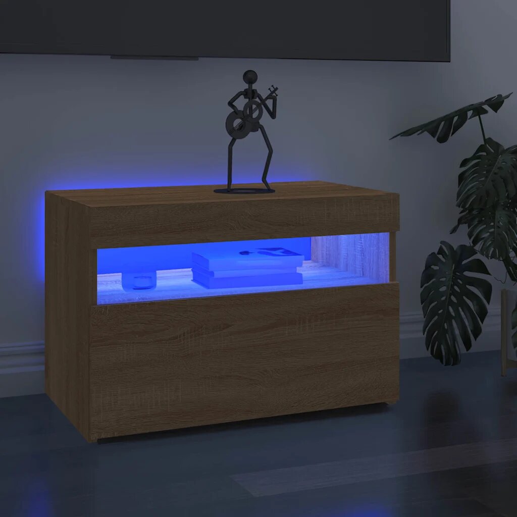 vidaXL ТВ шкаф с LED осветление дъб сонома 60x35x40 см