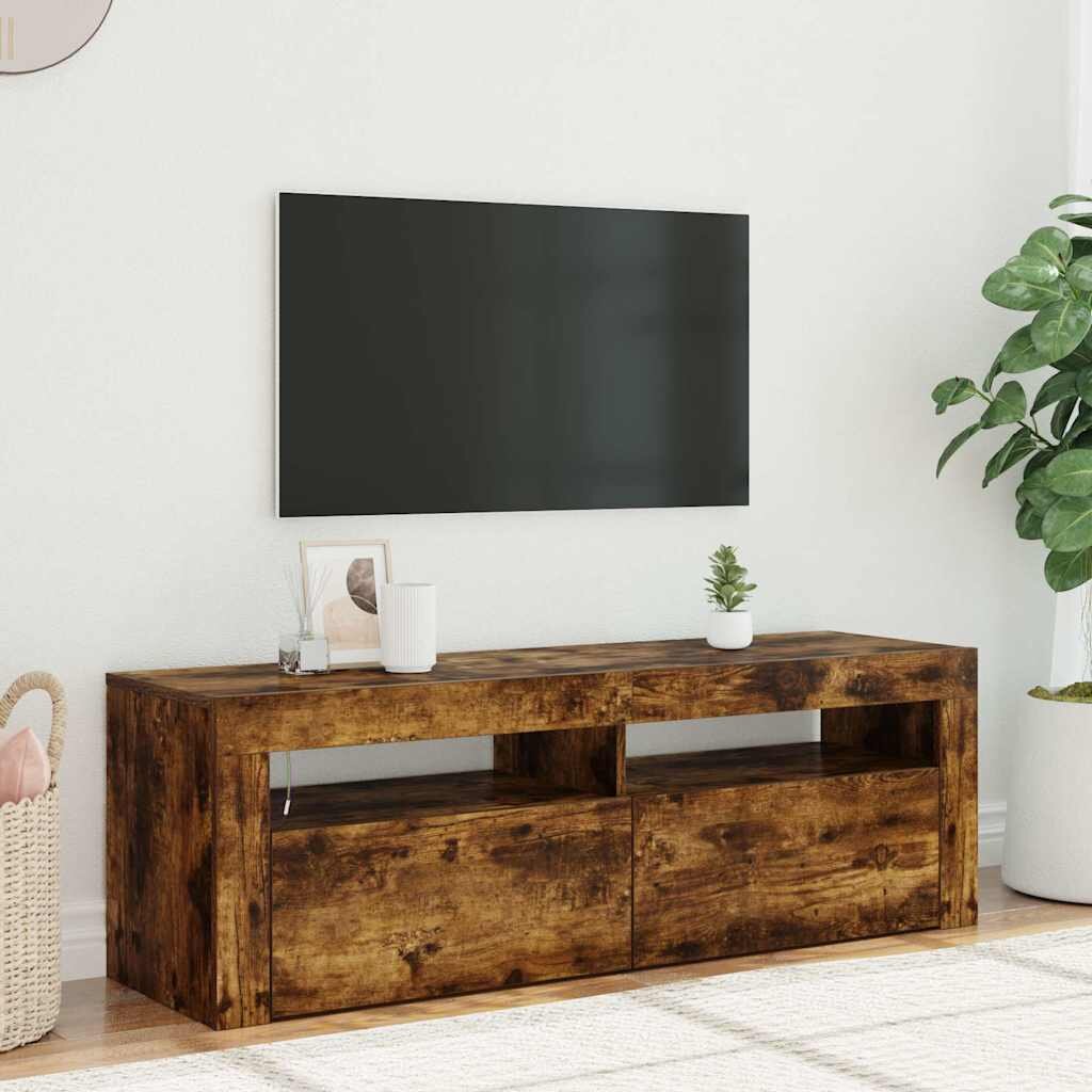 vidaXL ТВ шкаф с LED осветление опушен дъб 120x35x40 см