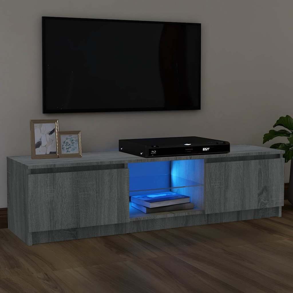 vidaXL ТВ шкаф с LED осветление сив сонома 120x30x36 см