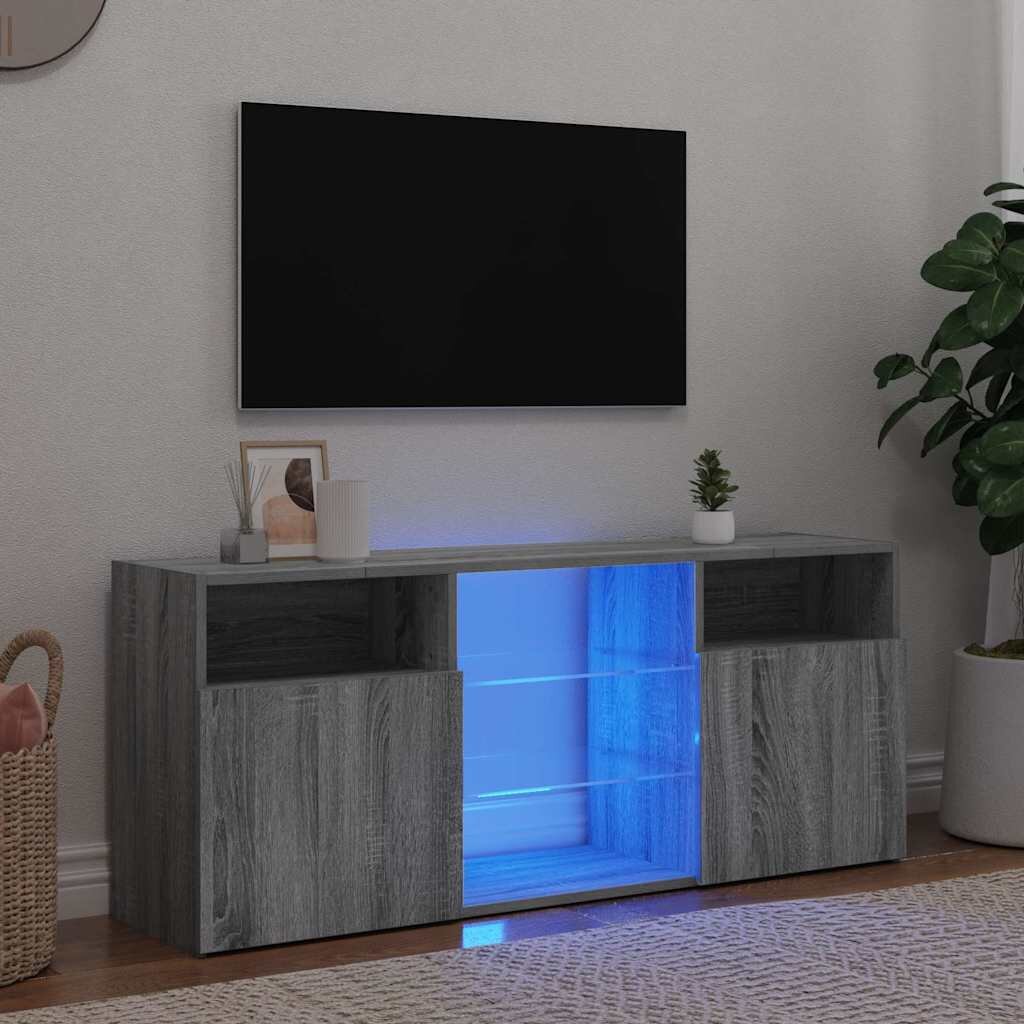 vidaXL ТВ шкаф с LED осветление сив сонома 120x30x50 см
