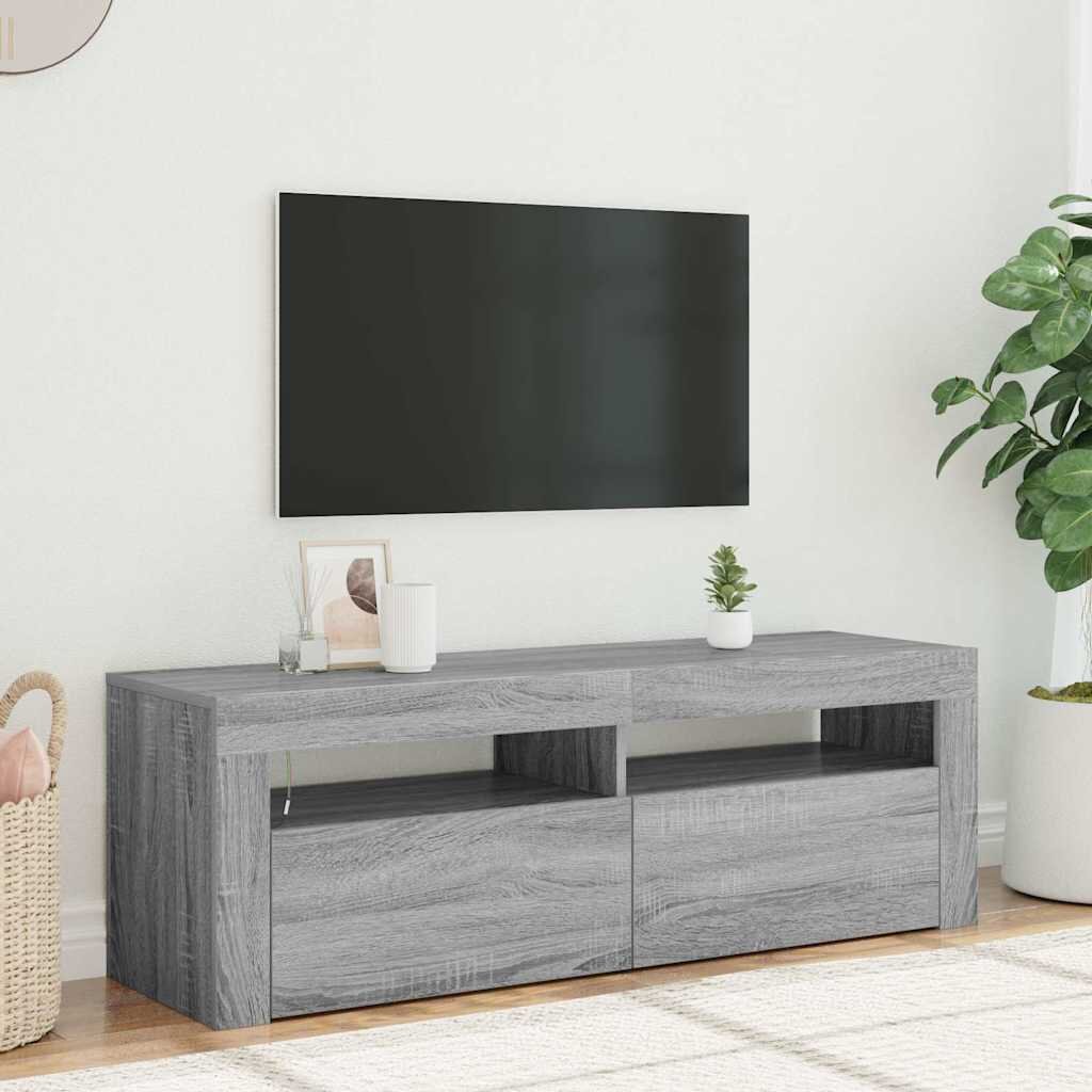vidaXL ТВ шкаф с LED осветление сив сонома 120x35x40 см