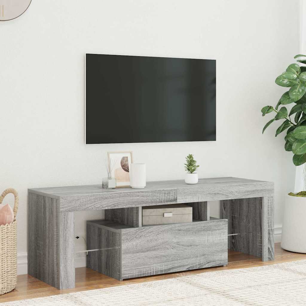 vidaXL ТВ шкаф с LED осветление сив сонома 120x35x40 см