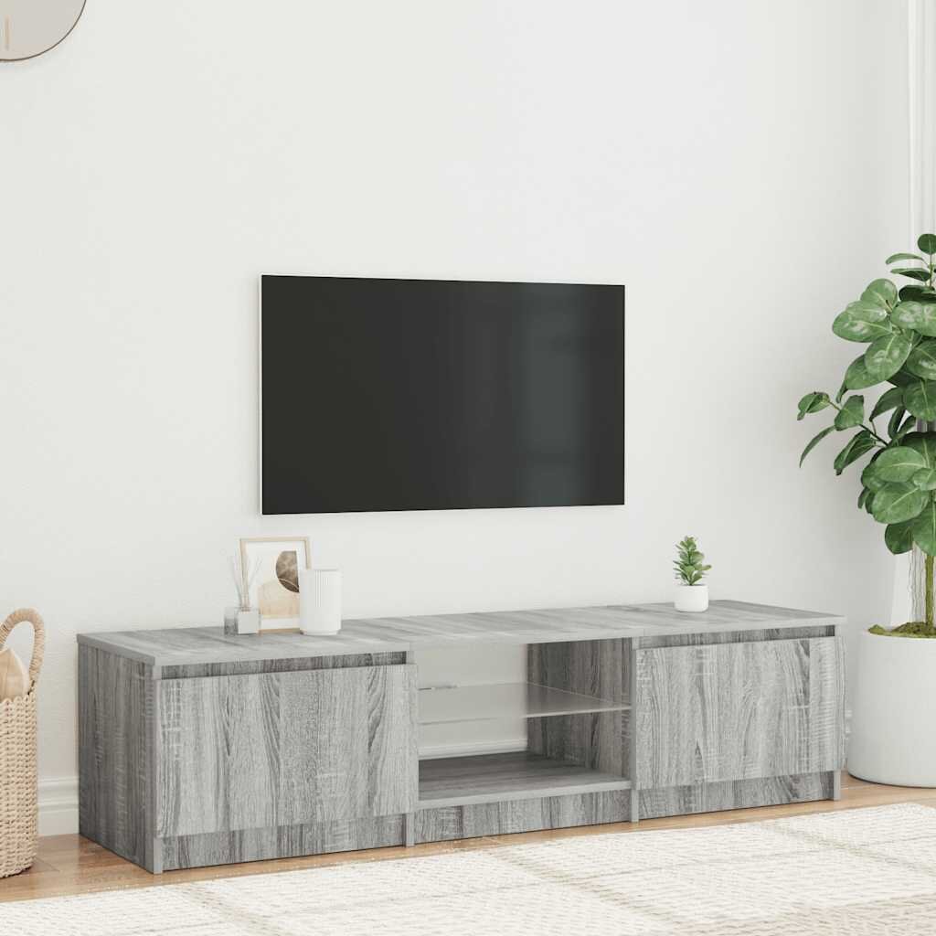 vidaXL ТВ шкаф с LED осветление сив сонома 140x40x36 см