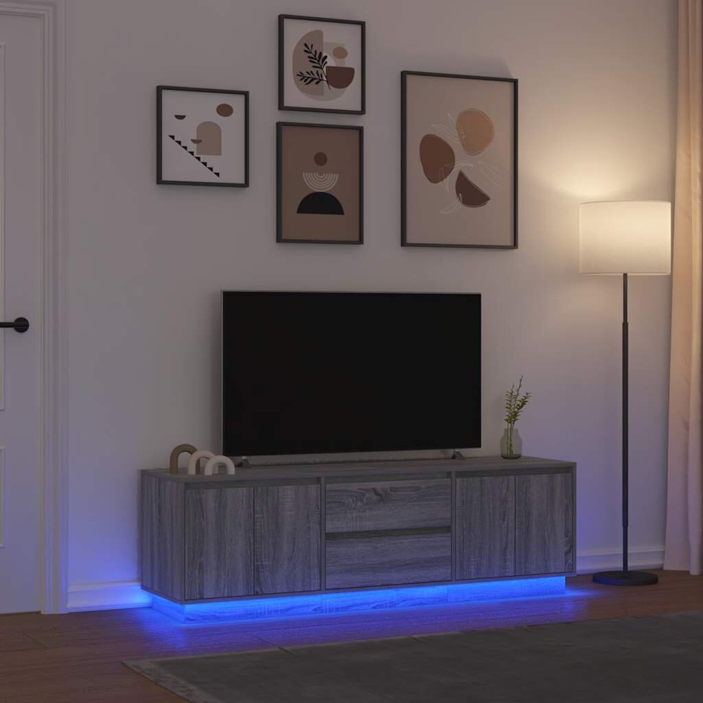 vidaXL ТВ шкаф с LED осветление сив сонома 1605x41x50 см