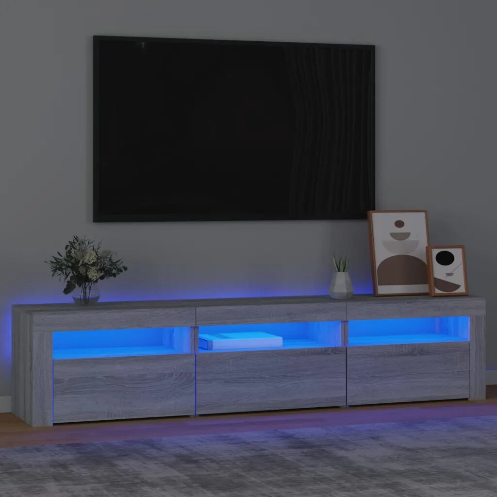 vidaXL ТВ шкаф с LED осветление сив сонома 180x35x40 см