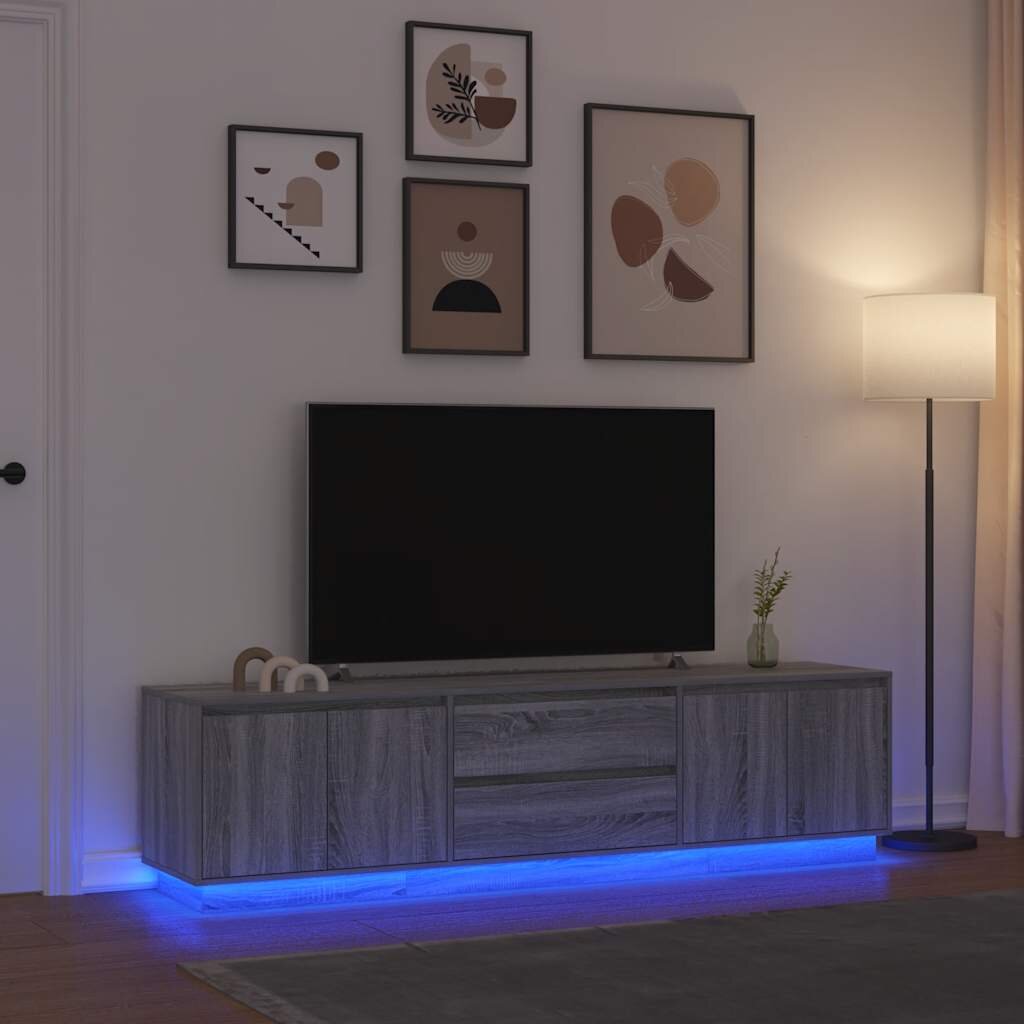 vidaXL ТВ шкаф с LED осветление сив сонома 1935x41x50 см