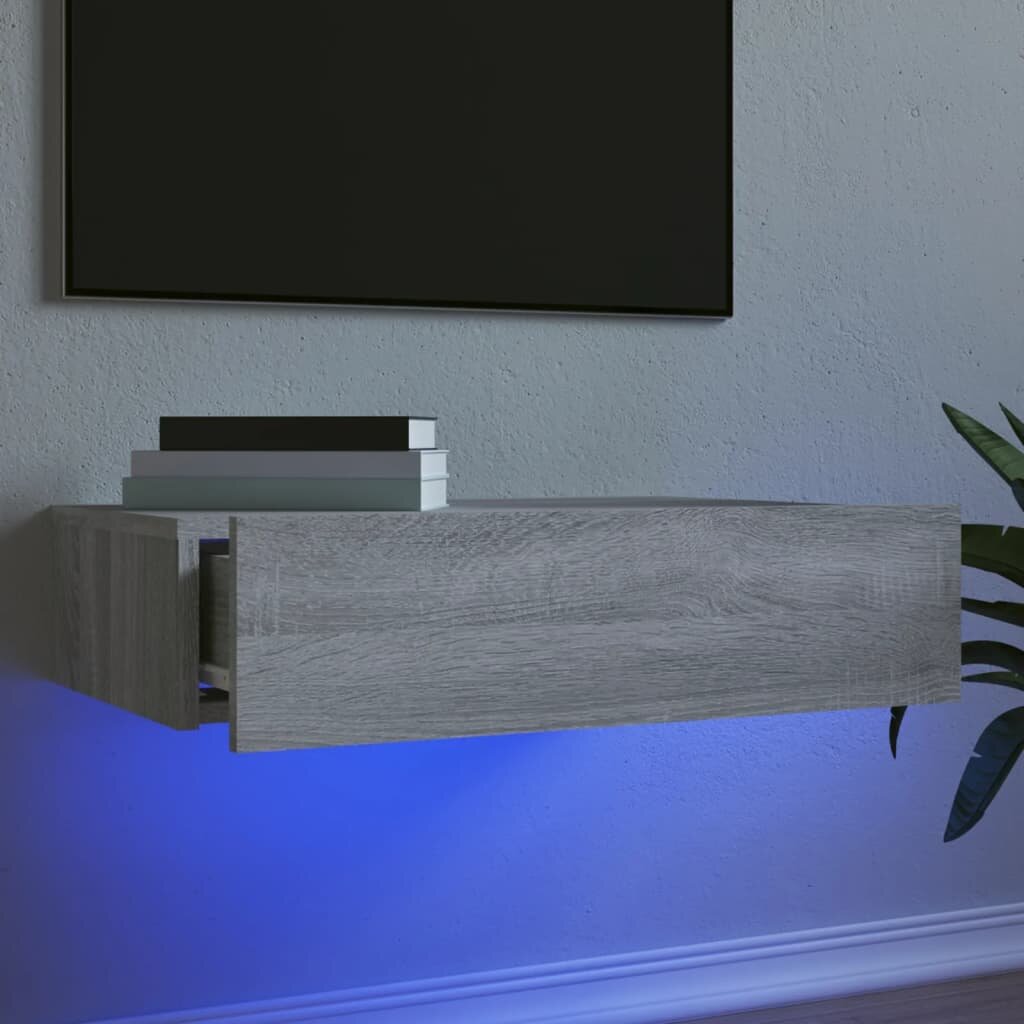 vidaXL ТВ шкаф с LED осветление сив сонома 60x35x155 см