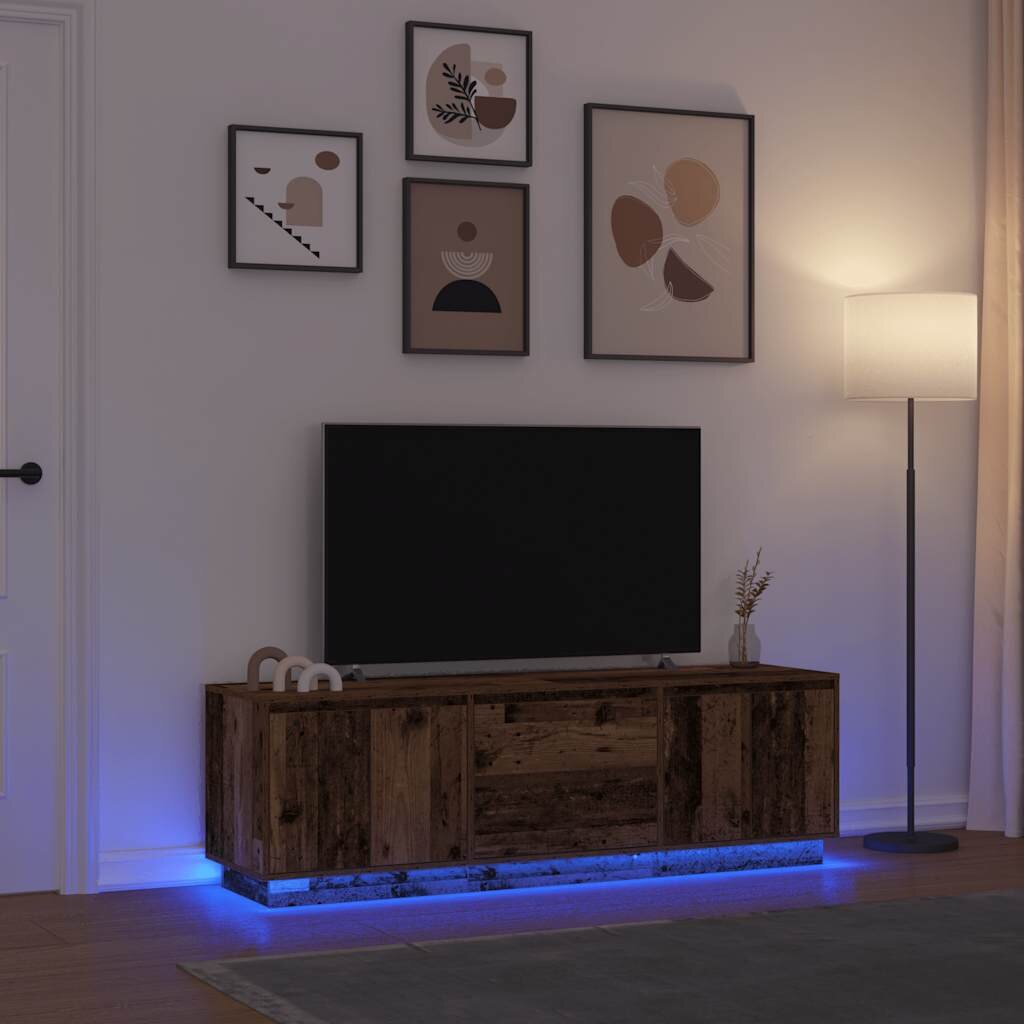 vidaXL ТВ шкаф с LED осветление старо дърво 1605x41x50 см