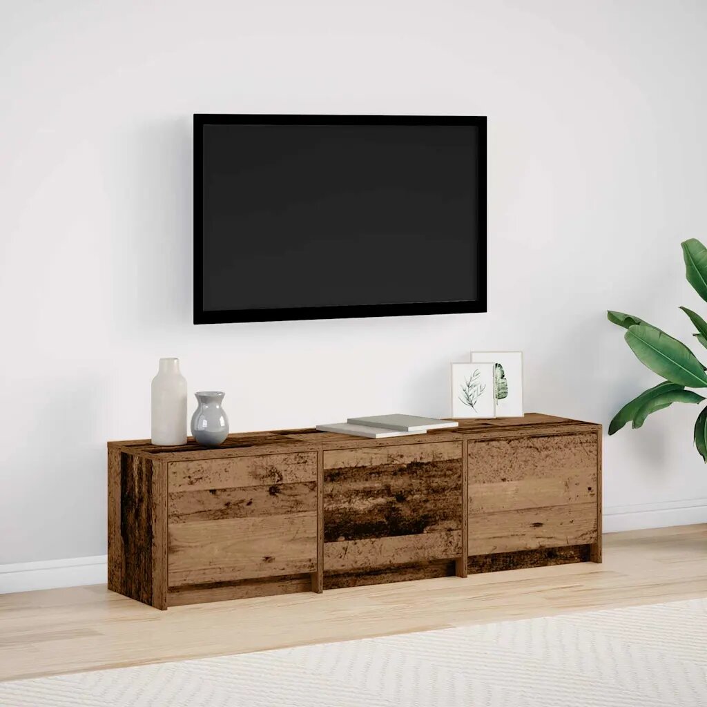 vidaXL TV шкаф с LED с LED ленти Старо дърво 140 x 34 x 40 см