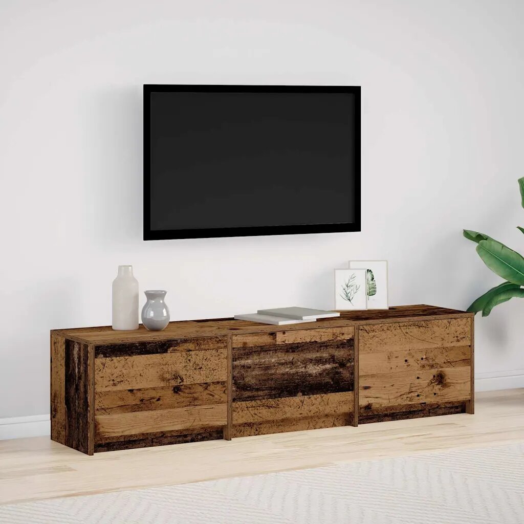vidaXL TV шкаф с LED с LED ленти Старо дърво 165 x 34 x 40 см