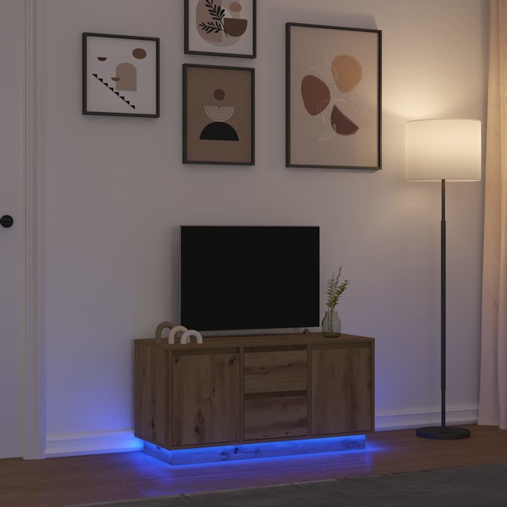 vidaXL ТВ шкаф с LED светлини Artisan дъб 100x41x50 см