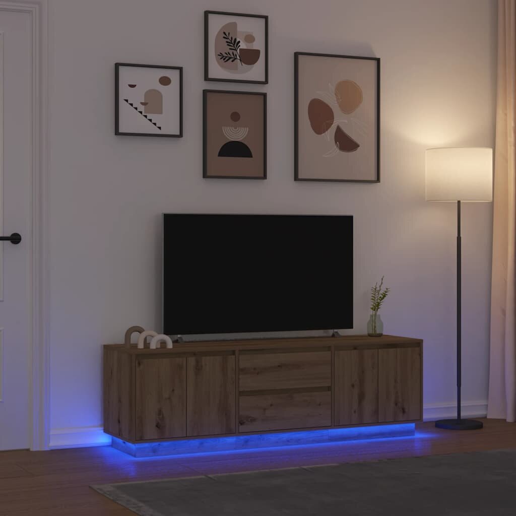 vidaXL ТВ шкаф с LED светлини Artisan дъб 1605x41x50 см