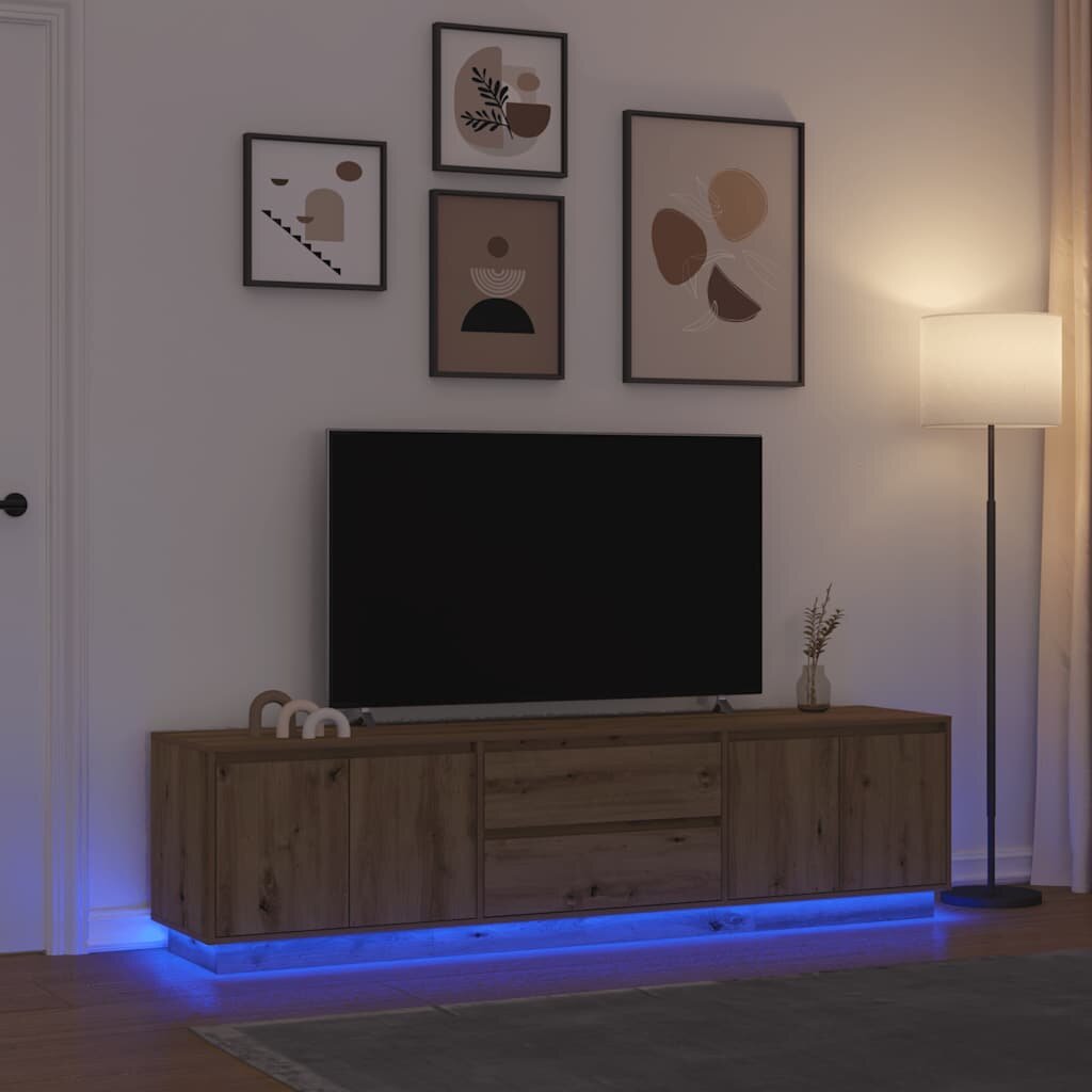 vidaXL ТВ шкаф с LED светлини artisan дъб 1935x41x50 см