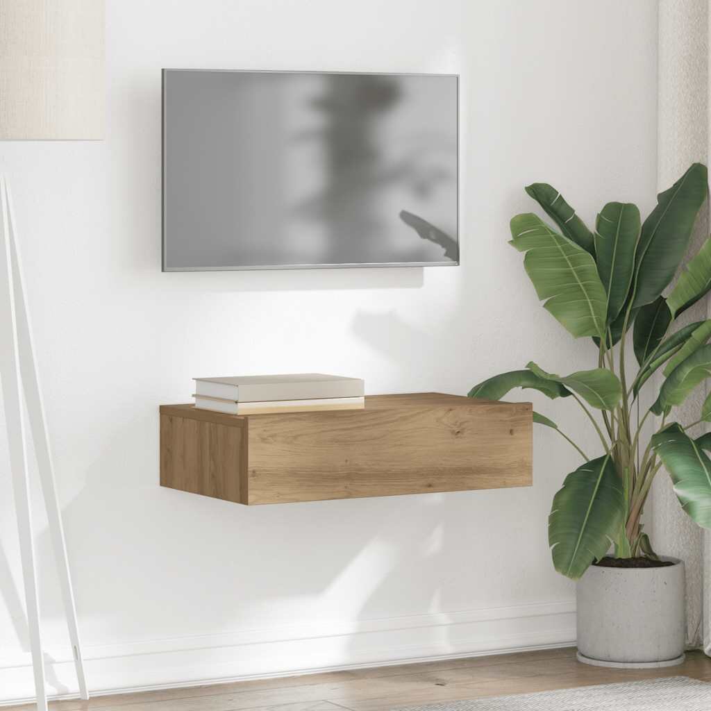 vidaXL ТВ шкаф с LED светлини Artisan дъб 60x35x155 cm