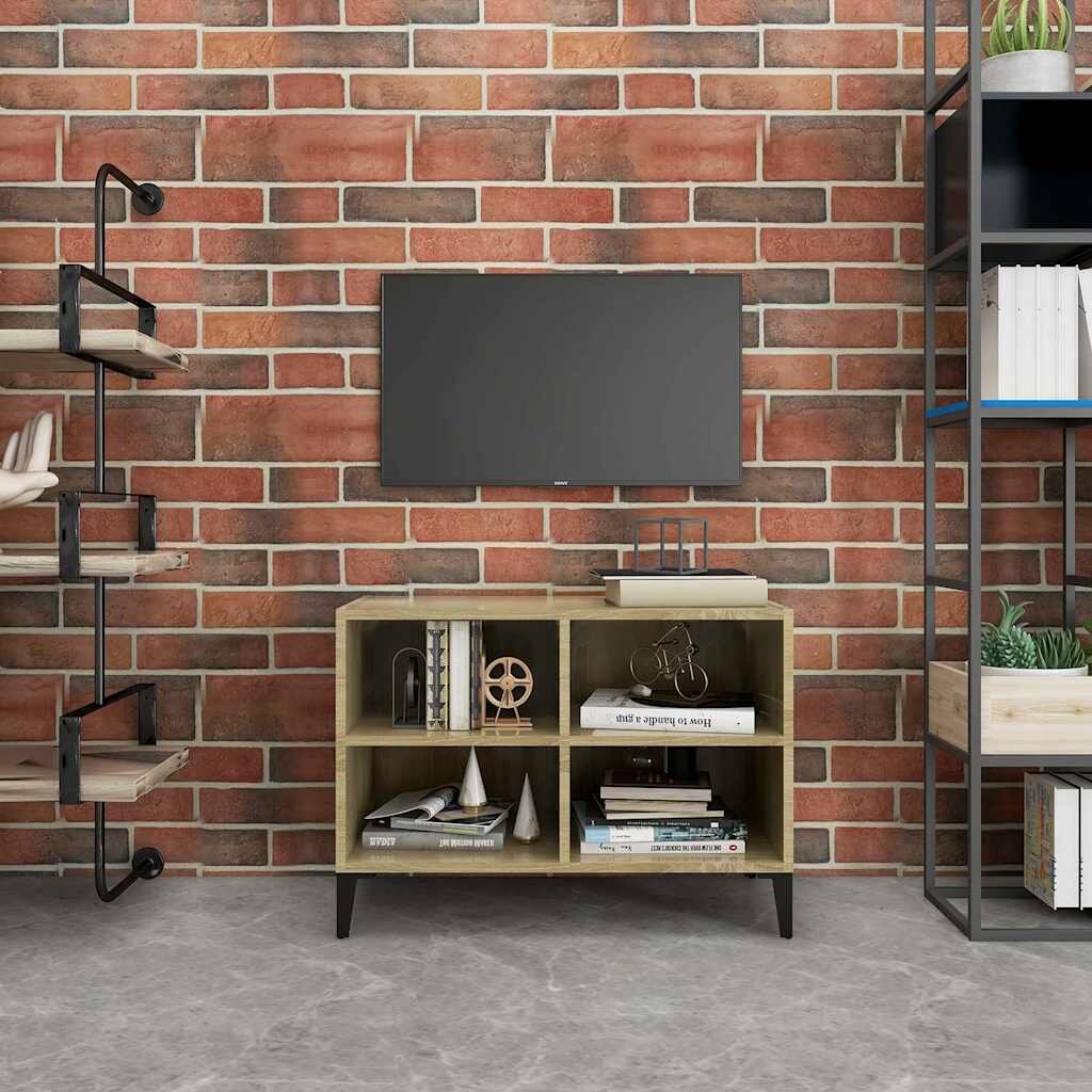 vidaXL ТВ шкаф с метални крака сонома дъб 695x30x50 см