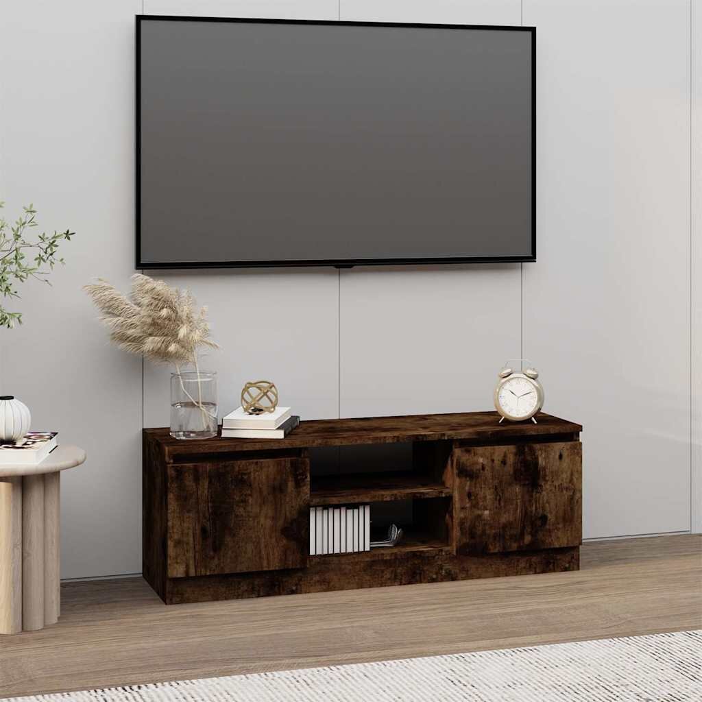 vidaXL ТВ шкаф с врата опушен дъб 102x30x36 см