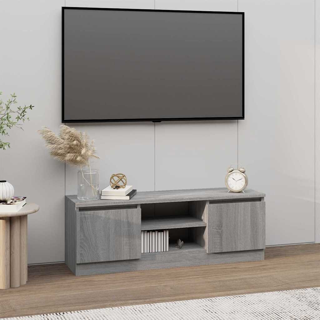 vidaXL ТВ шкаф с врата сив сонома 102x30x36 см