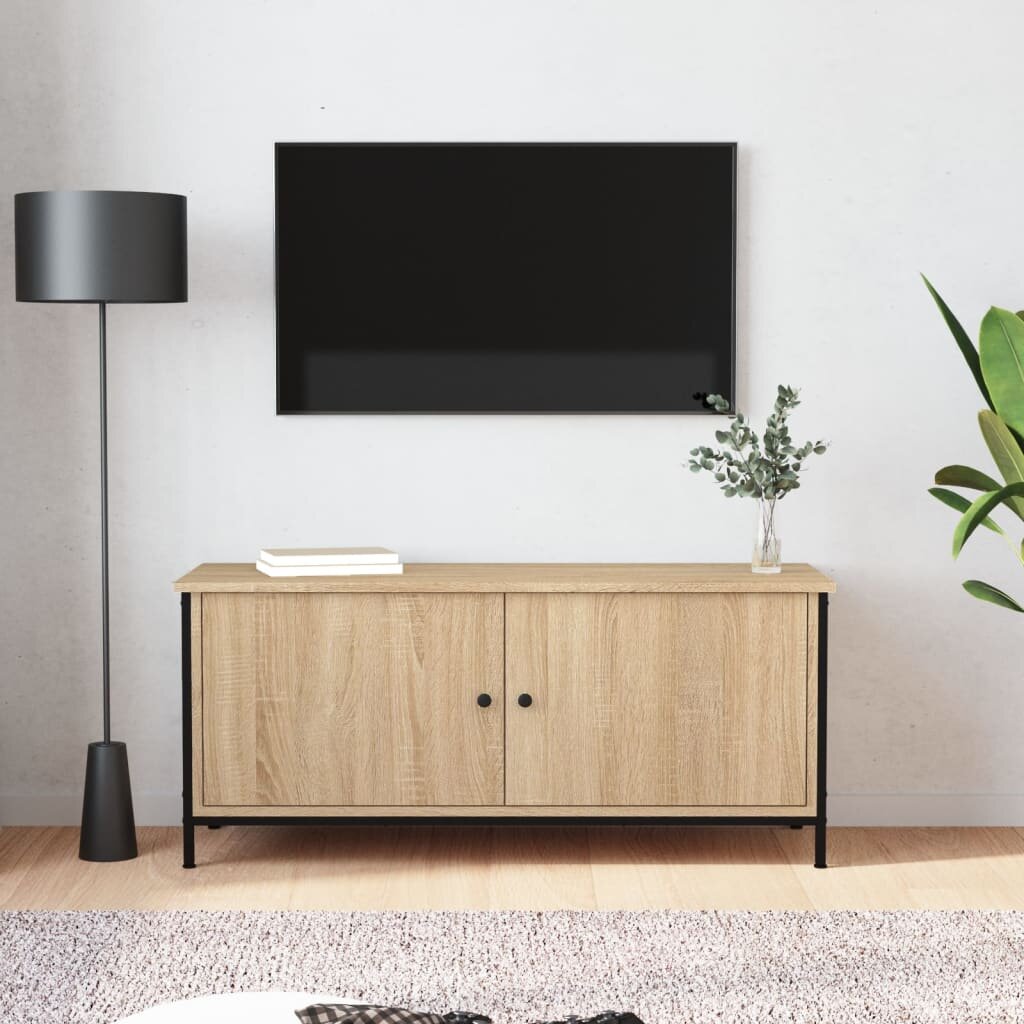 vidaXL ТВ шкаф с врати дъб сонома 102x35x45 см инженерно дърво