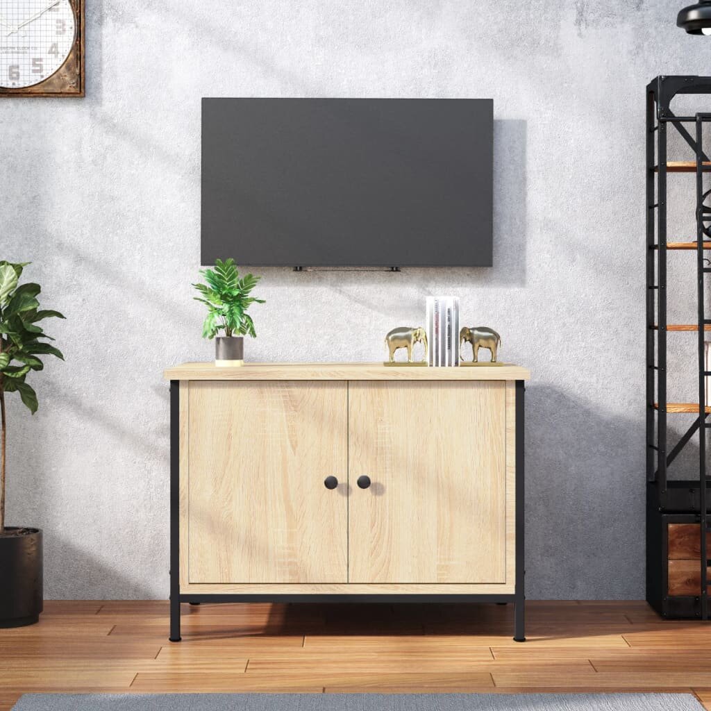 vidaXL ТВ шкаф с врати дъб сонома 60x35x45 см инженерно дърво