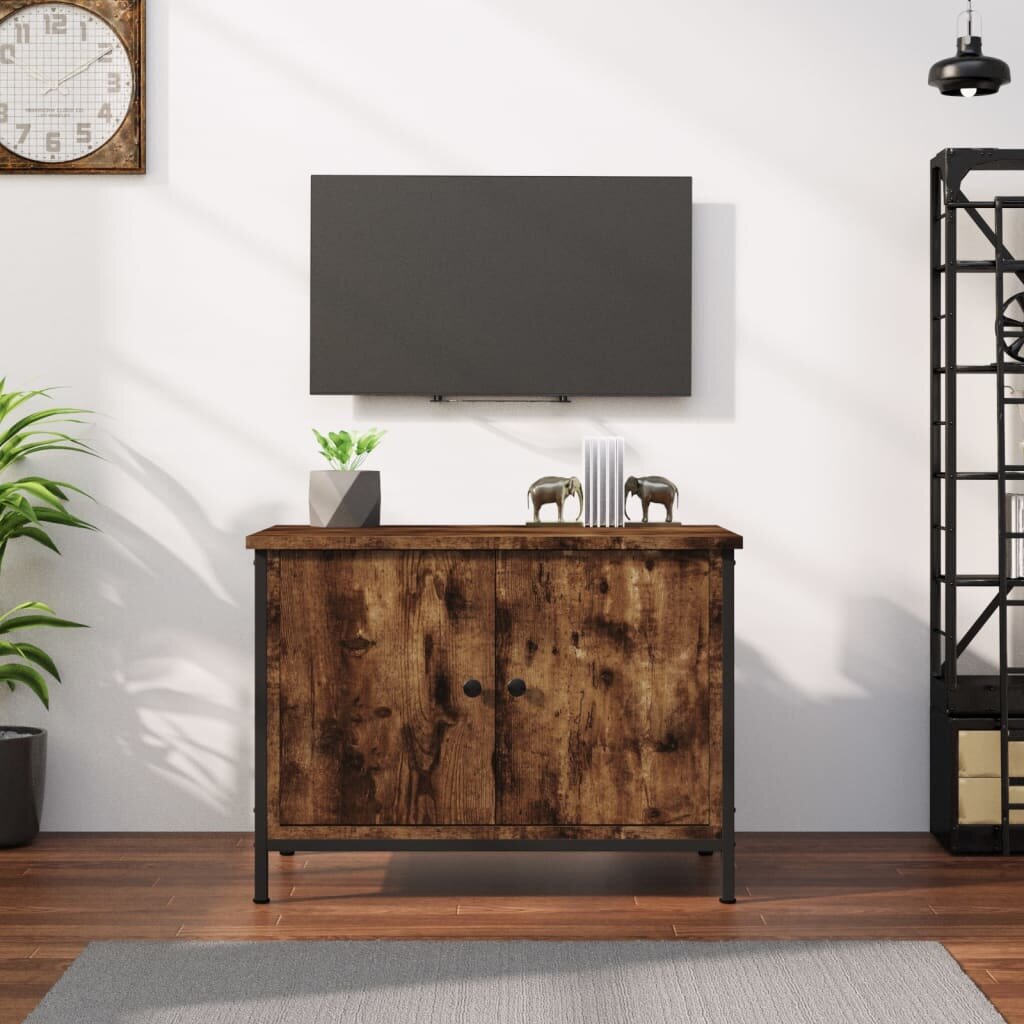 vidaXL ТВ шкаф с врати oпушен дъб 60x35x45 см инженерно дърво