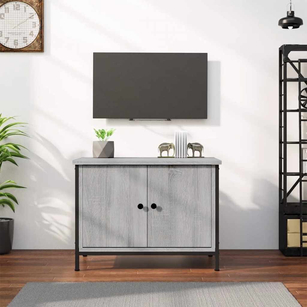 vidaXL ТВ шкаф с врати сив сонома 60x35x45 см инженерно дърво