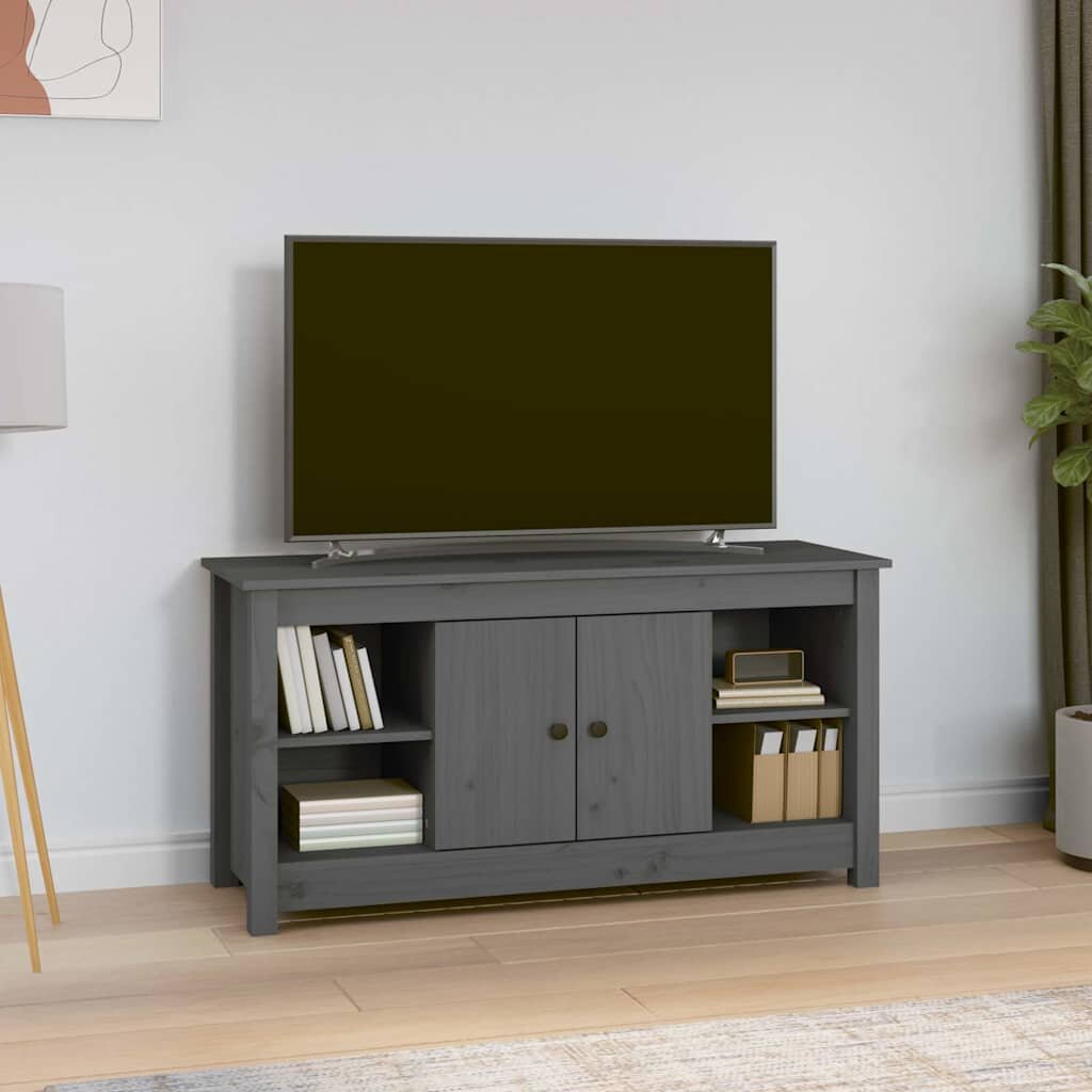 vidaXL ТВ шкаф сив 103x365x52 см бор масив