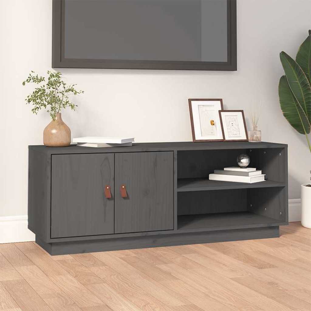 vidaXL ТВ шкаф сив 105x34x40 см бор масив