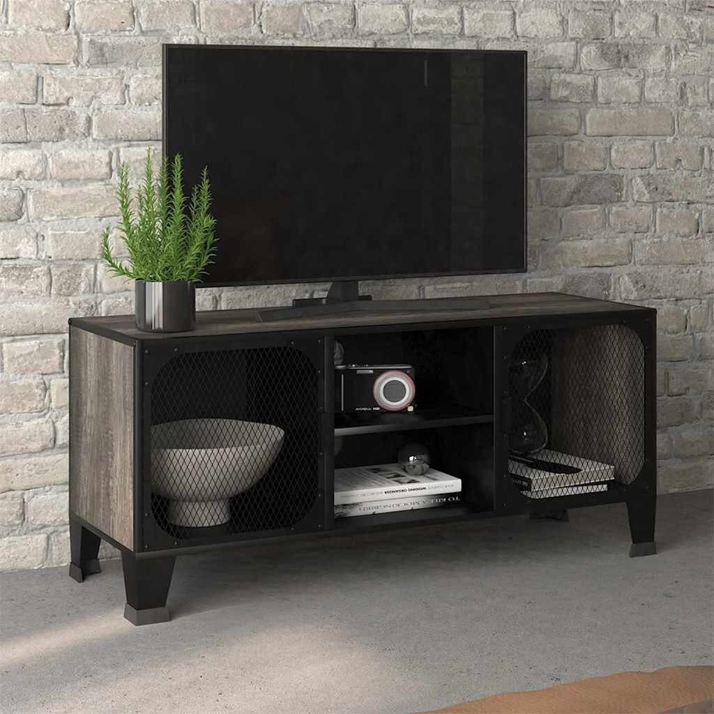 vidaXL ТВ Шкаф сив 105x36x47 см метал и МДФ