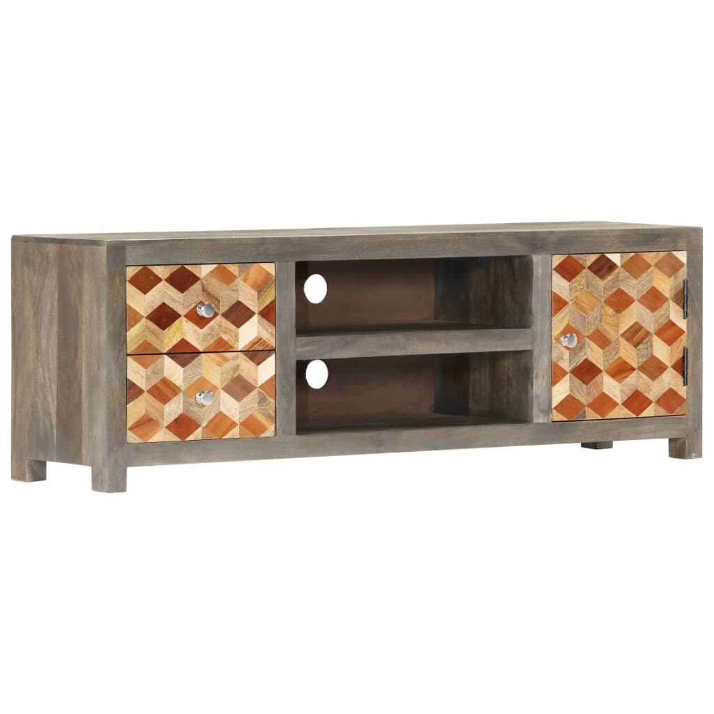 vidaXL ТВ шкаф сив 120x30x40 см манго масив