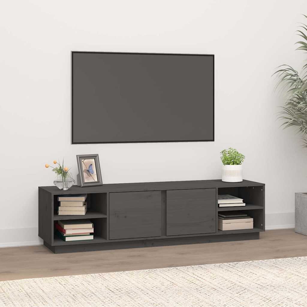 vidaXL ТВ шкаф сив 156x40x40 см бор масив