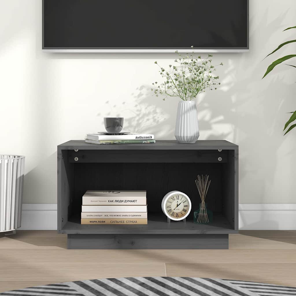 vidaXL ТВ шкаф сив 60x35x35 см бор масив