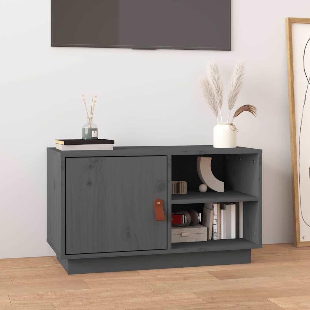 vidaXL ТВ шкаф сив 70x34x40 см бор масив