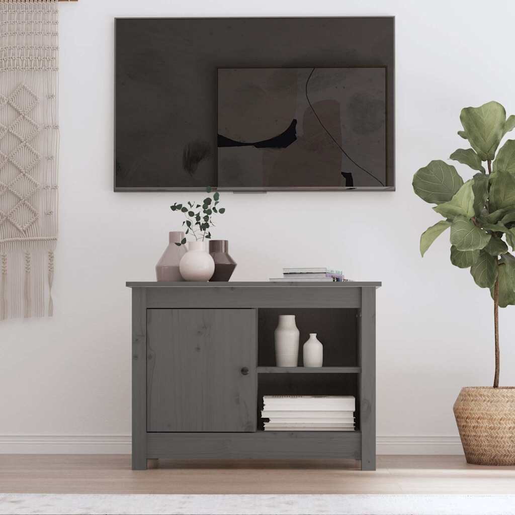 vidaXL ТВ шкаф сив 70x365x52 см бор масив