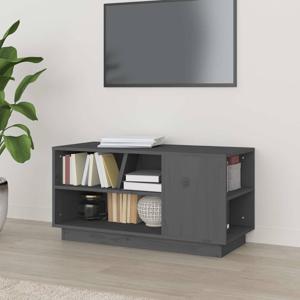 vidaXL ТВ шкаф сив 80x35x405 см бор масив