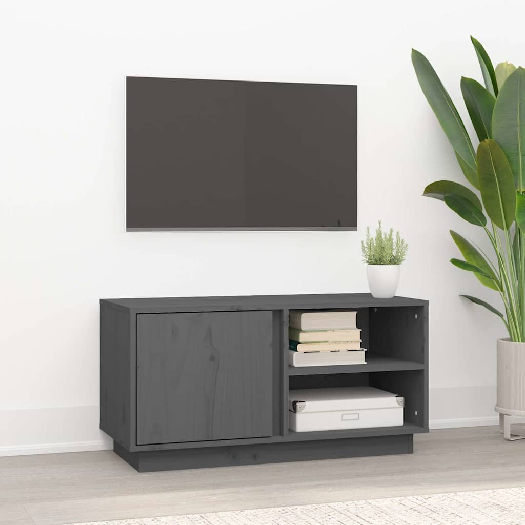 vidaXL ТВ шкаф сив 80x35x405 см бор масив