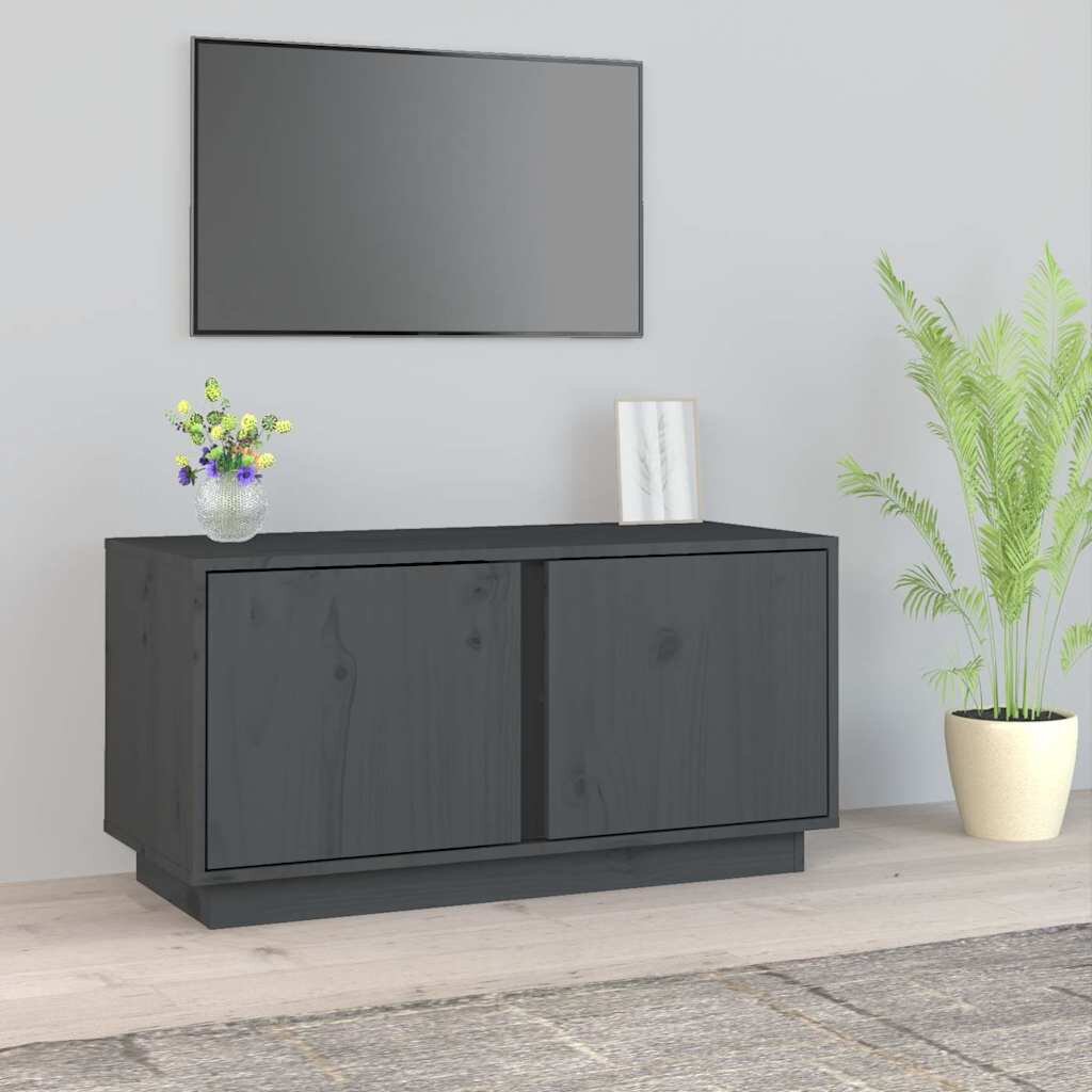 vidaXL ТВ шкаф сив 80x35x405 см бор масив