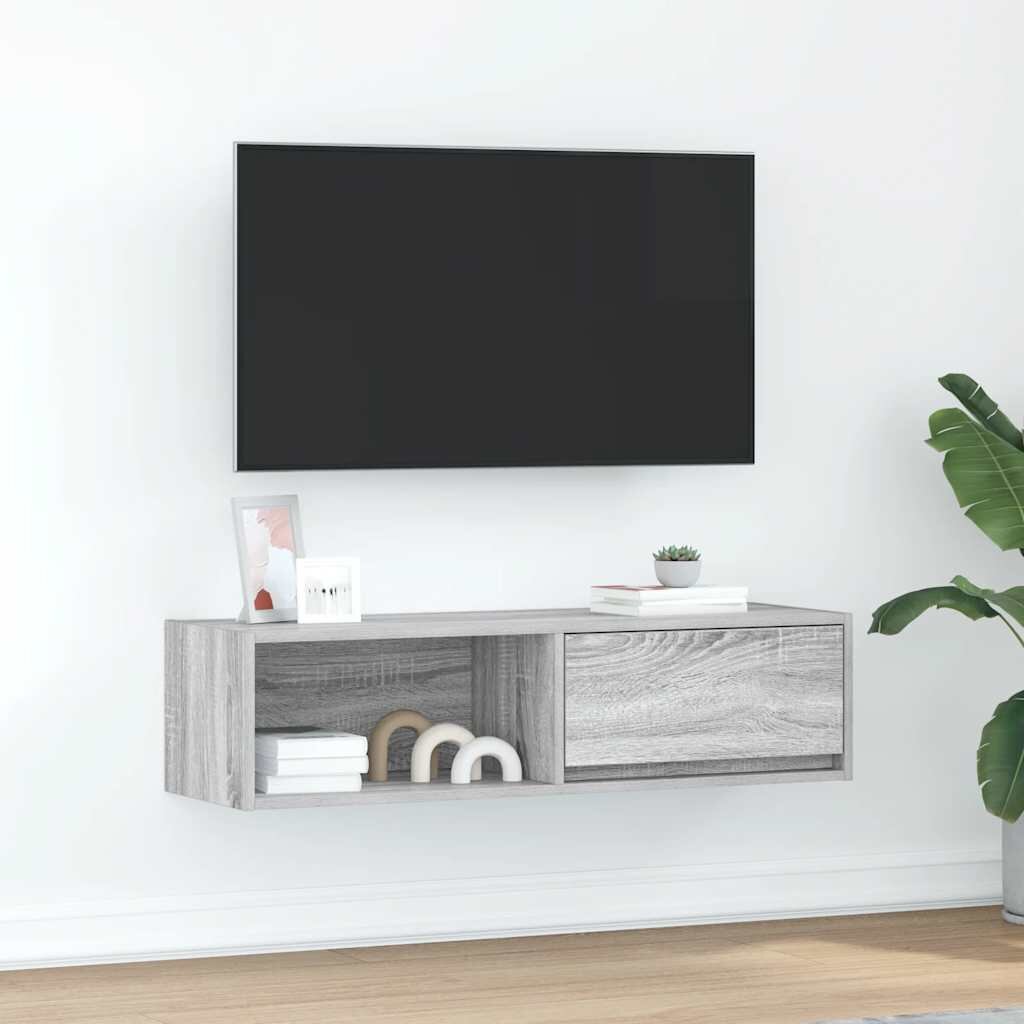 vidaXL ТВ шкаф сив сонома 100x31x255 см инженерно дърво