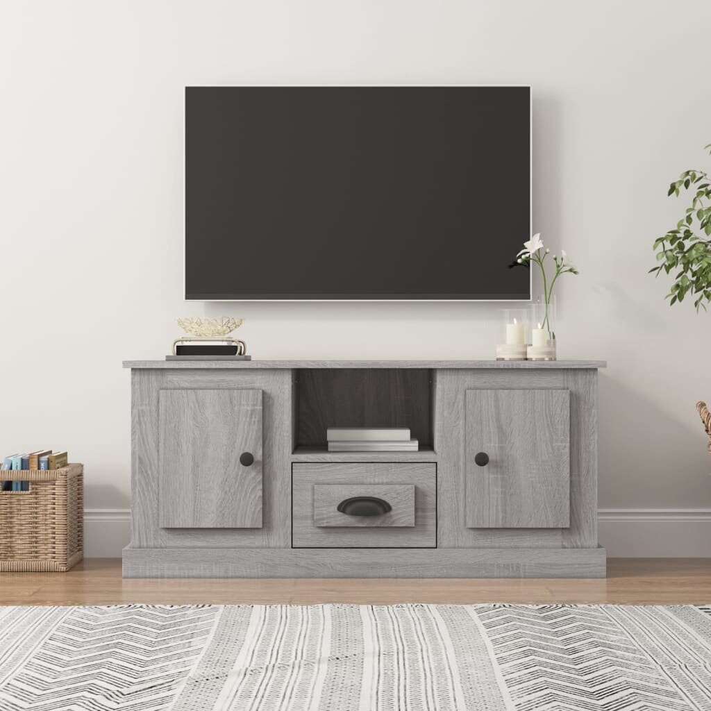 vidaXL ТВ шкаф сив сонома 100x355x45 см инженерно дърво