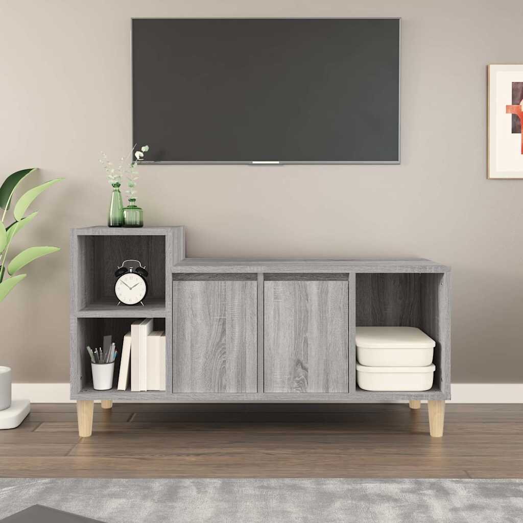 vidaXL ТВ шкаф сив сонома 100x35x55 см инженерно дърво