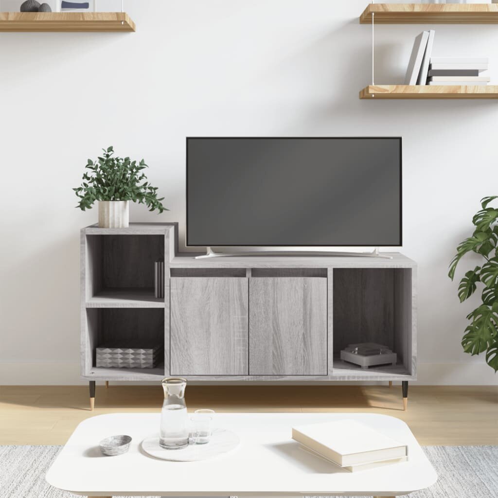 vidaXL ТВ шкаф сив сонома 100x35x55 см инженерно дърво