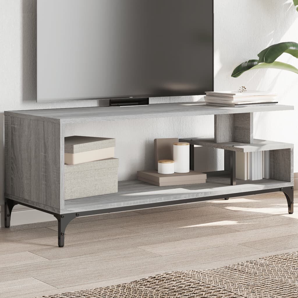 vidaXL ТВ шкаф сив сонома 102x40x41 см инженерно дърво и стомана
