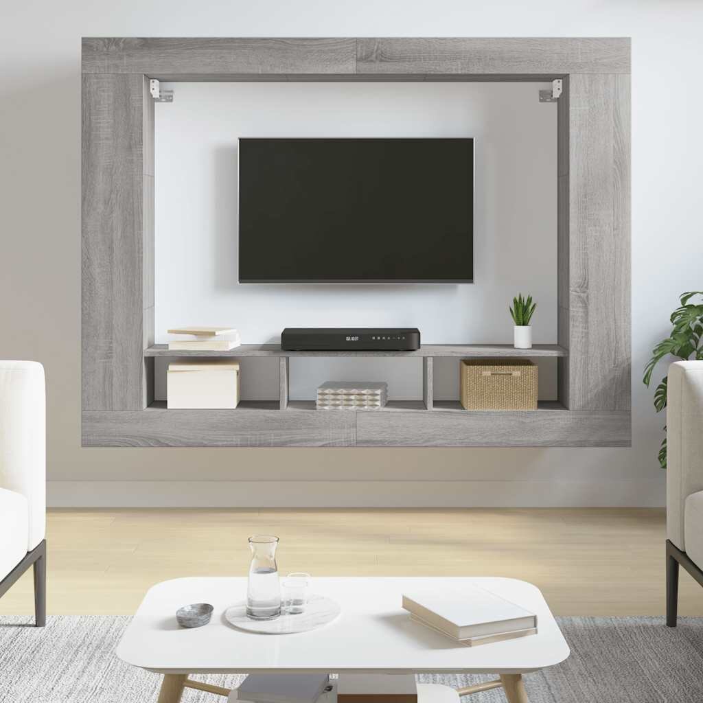 vidaXL ТВ шкаф сив сонома 152x22x113 см инженерно дърво