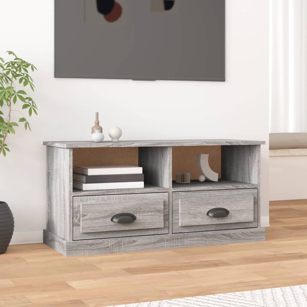 vidaXL ТВ шкаф сив сонома 93x355x45 см инженерно дърво