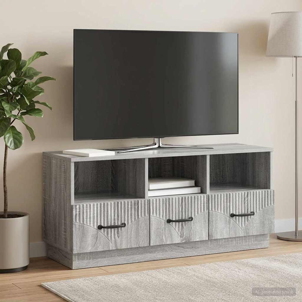 vidaXL ТВ шкаф Сива сонома 102 x 345 x 47 см Инженерна дървесина