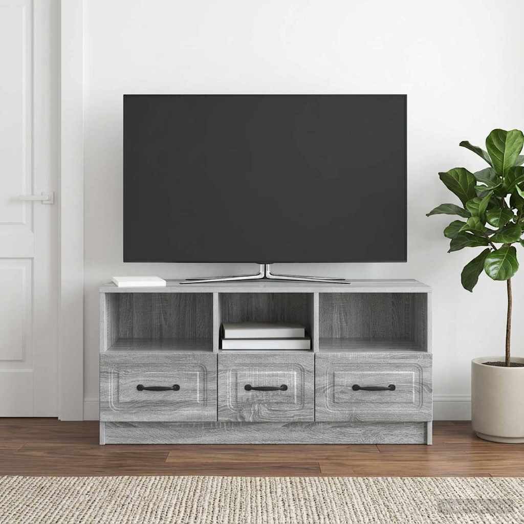 vidaXL ТВ шкаф Сива сонома 102 x 345 x 47 см Инженерна дървесина