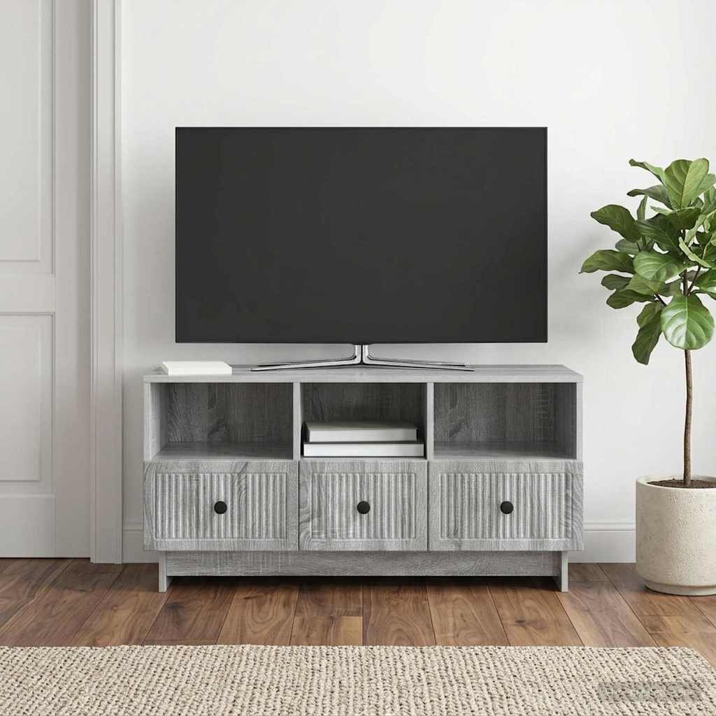 vidaXL ТВ шкаф Сива сонома 102 x 345 x 50 см Инженерна дървесина