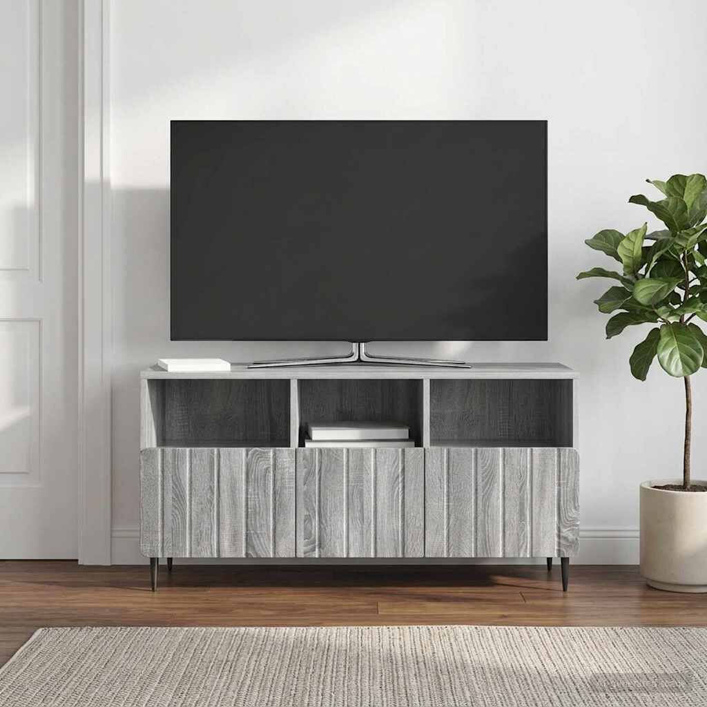vidaXL ТВ шкаф Сива сонома 102 x 345 x 50 см Инженерна дървесина