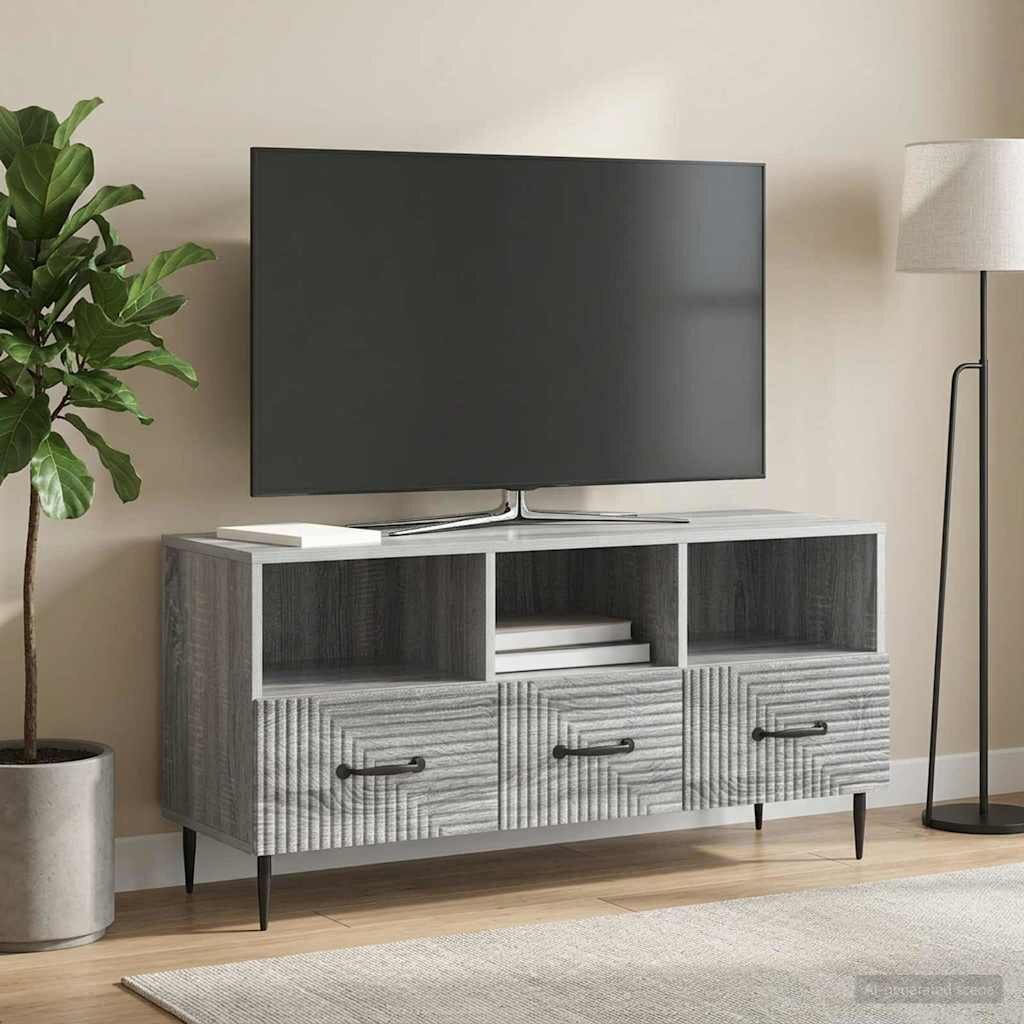 vidaXL ТВ шкаф Сива сонома 102 x 345 x 50 см Инженерна дървесина