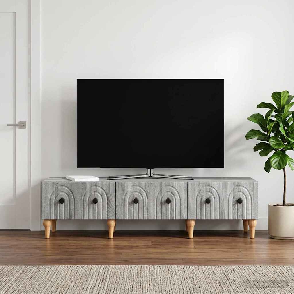 vidaXL ТВ шкаф Сива сонома 147 x 345 x 30 см Инженерна дървесина